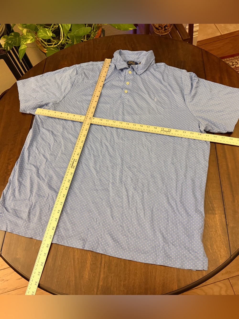 Ralph Lauren Light Blue Polo with Micro Dot Print